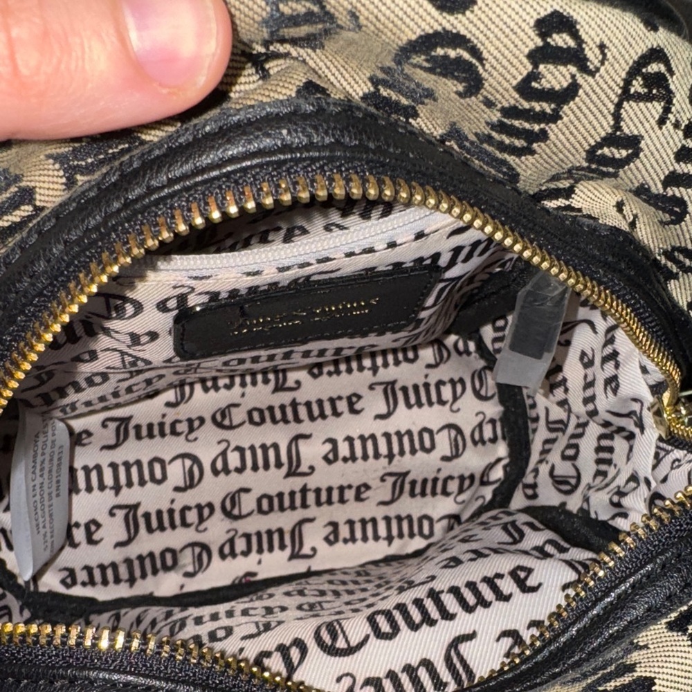 Juicy Couture Logo Print Backpack in Black and Cream - Picture 9 of 14